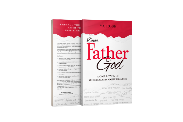 Red and Black lettering with white background Mock of prayer book Dear Father God
